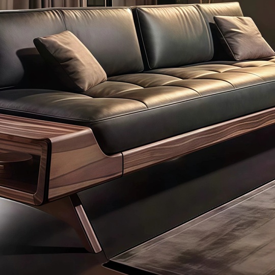 Диван прямой черный орех, в итальянском стиле, 220 см