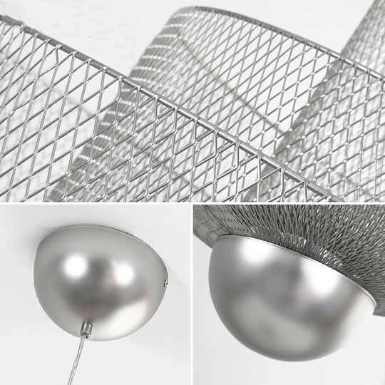 Люстра подвесная, серебро, металл-сетка, GWEN 45*57, металл, LED.