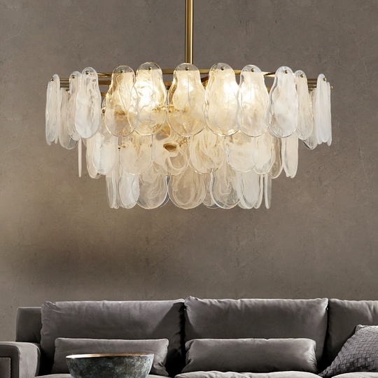 Люстра подвесная BIRCAN 60*35 бронза, стекло, металл, E14.