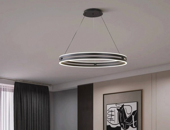 Светильник подвесной черный Elypz, металл, трос 120 см, 40*7.5 см, LED