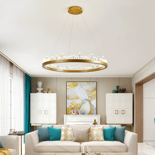 Люстра подвесная, золото, кристалл, LOUIS 60*11 металл, LED.