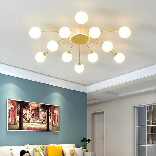 Люстра золотая Unevio, металл, стекло матовое, 80*17 см, светодиодная, LED, G9