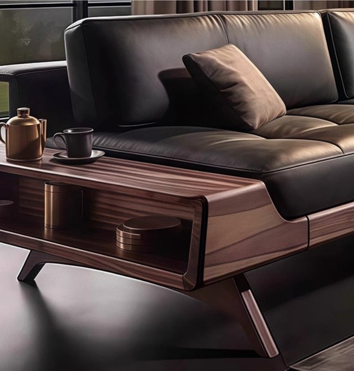 Диван прямой черный орех, в итальянском стиле, 220 см