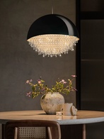 Люстра подвесная, серебро, черный, кристалл, SALENA BLACK 80*90 металл, LED.