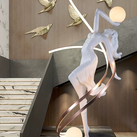 Торшер белый Girls ballerina, 79*200 см, LED, Е27, смола, стекловолокно, 65 Вт