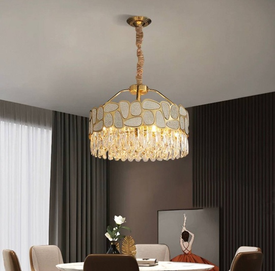 Люстра подвесная, медь, кристалл, GUNAY 95*42, металл, Е14.