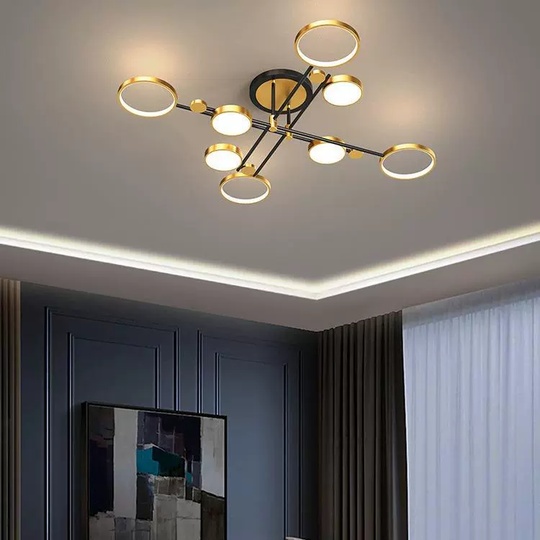 Люстра золотая Aerelix, металл, 126*26 см, светодиодная, LED