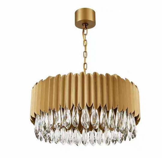 Люстра подвесная, золото, хрусталь, LUCY 60*30, металл, E14.