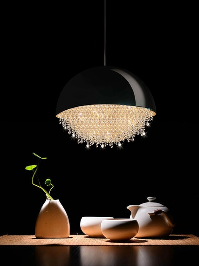 Люстра подвесная, серебро, черный, кристалл, SALENA BLACK 50*57 металл, LED.