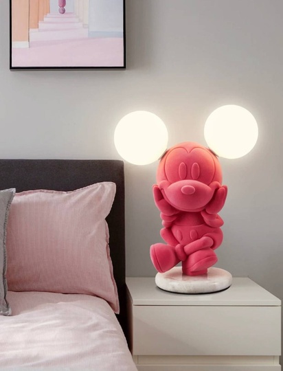 Настольная лампа, MICKEY 27*35, смола, стекло, розовый