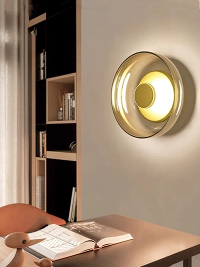 Настенный светильник, Бра MILAS 23*23, золотой, металл, стекло, LED.