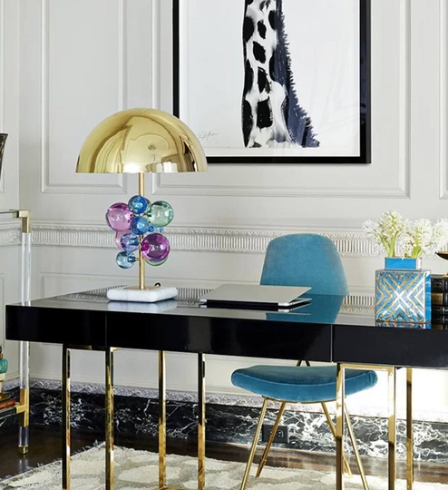 Настольная лампа SOSPESO 35*53, мрамор, кристалл, античная бронза