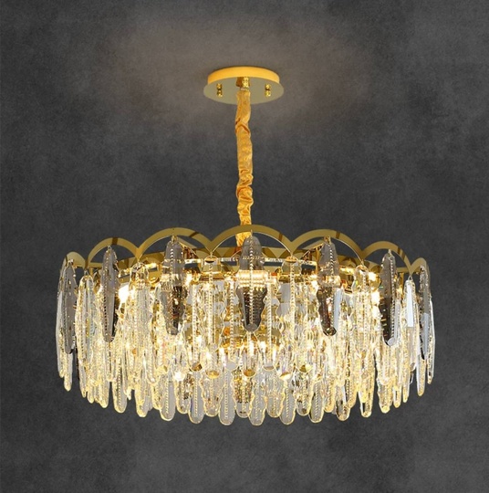 Люстра подвесная, медь, пепельный, кристалл, GUMUS 50*28, металл, Е14.