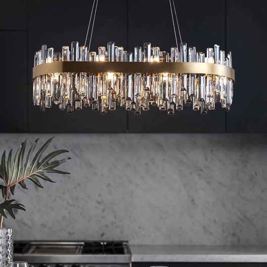 Люстра подвесная, медный, кристалл, CHIC 100*25, металл, E14.