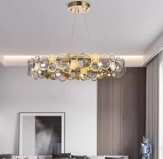 Люстра подвесная, золото, дымчатый, стекло, AUTUG 76*13, металл, G9.