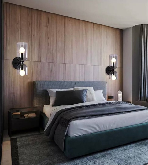 Настенный светильник, Бра MARSHALL 14*35, дымчато-серый, металл, стекло, Е14.