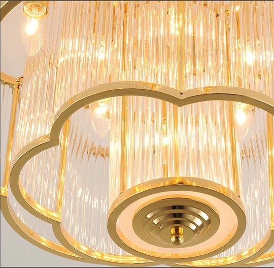 Люстра подвесная, бронза, ПММА, LEONA 100*50, металл, E14.