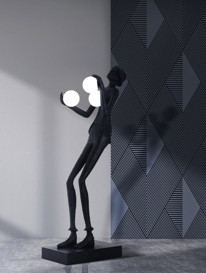 Напольный светильник черный. Торшер девушка Tuxedo - 1,75 см, E27, 10 Вт