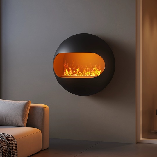 Настенный 3D камин, черный, Luxer 80*80 см