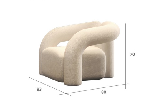 Кресло белое мягкое с банкеткой для ног - EDDY, 1 шт., 82х63х73 см