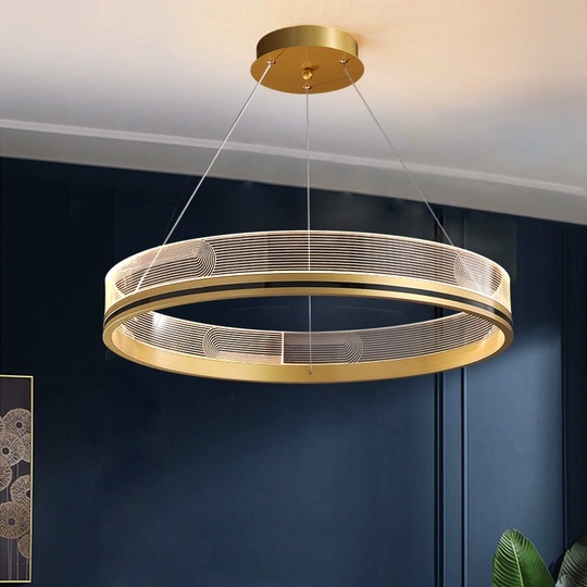 Люстра подвесная, золото, ПММА, MYLES GOLD 40*7, металл, LED