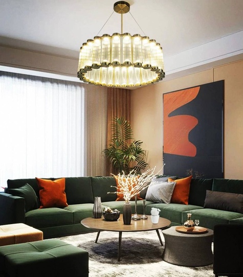 Люстра подвесная, бронза, стекло CEYIZ 100*25, металл, LED.