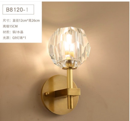 Дизайнерские светильники e14 12*26 см, led, медь, хрусталь, настенный, китай