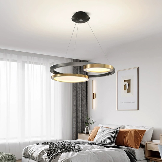 Люстра подвесная, черный, ПММА, BAHA 73*50, металл, LED