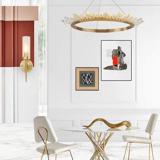 Люстра подвесная, золото, кристалл, KESTER 60*15 металл, LED.