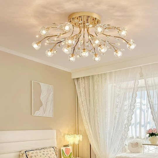 Люстра золотая Elyndar, металл, кристалл,  92*30 см, G9