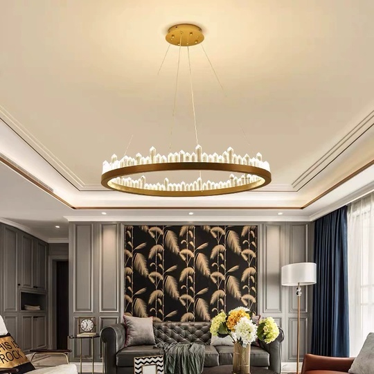 Люстра подвесная, золото, кристалл, LOUIS 40*11 металл, LED.