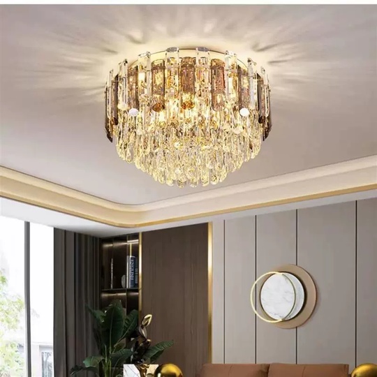 Потолочный светильник, медь, хрусталь, DIANA 50*26 металл, Е14.