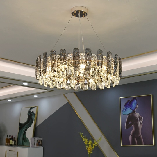 Люстра подвесная AKCICEK 50*22 дымчатый, стекло, металл, Е14.