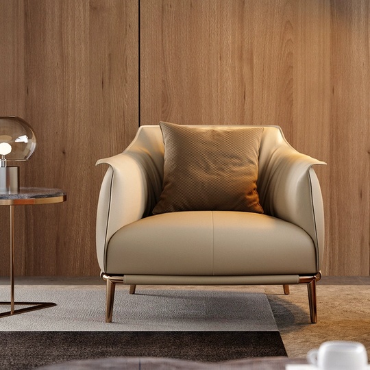 Кресло кожа Witki, 78*82*78 см, молочный, не раскладной, итальянский стиль