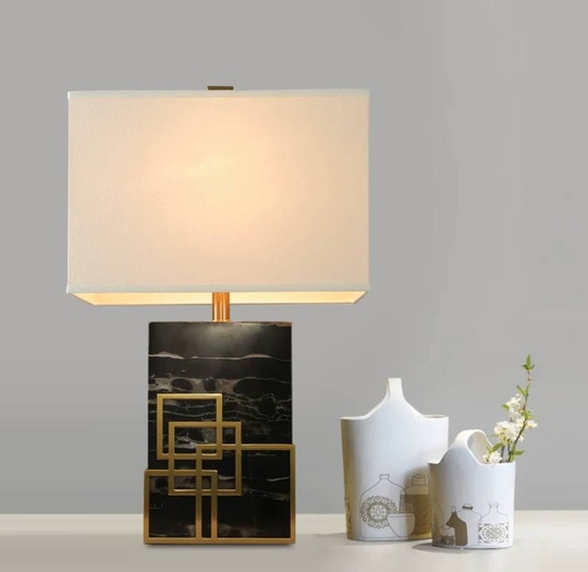 Настольная лампа MENGE 38*55, черный, камень, металл