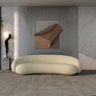 Прямой диван белый Galanti. Ткань из овечьего флиса с деревом., механизм Нераскладной, 240х118х68 см