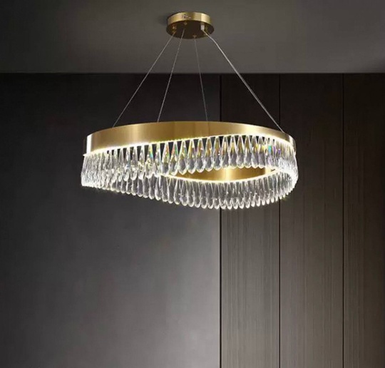 Люстра подвесная, медь, кристалл, GUNHAN 40*25, металл, LED.