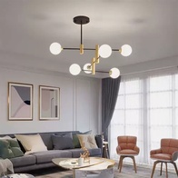 Люстра подвесная, черный, медь, стекло, ALARIC 83*60, металл, G9