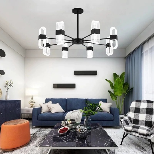 Люстра подвесная, черный, ПММА, AEGEN 65*30, металл, LED