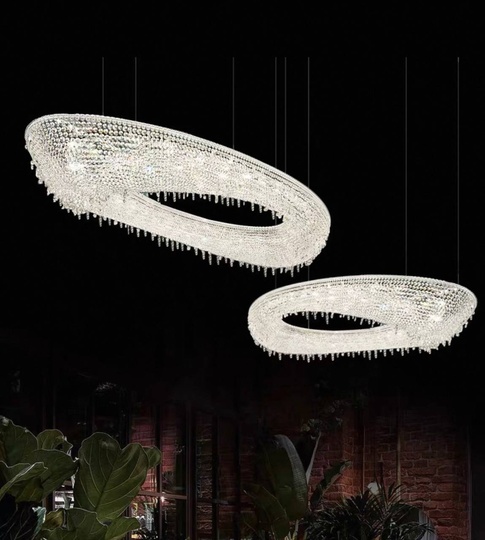 Люстра подвесная, серебро, хрусталь, ZOE 220*87*28 металл, G9.