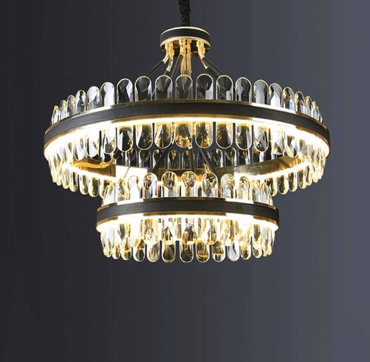 Люстра подвесная BIHTER 50*40 золото, кристалл, металл, LED.