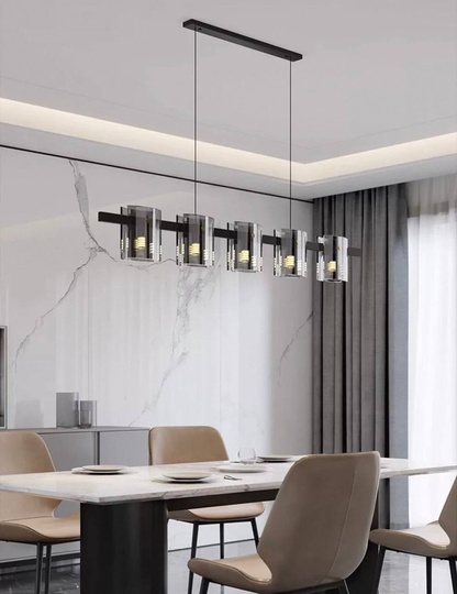 Люстра подвесная, черный, стекло, SUSURRUS 120*17, металл, G9.