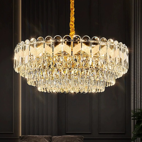 Люстра подвесная BIRCE 50*26 золото, кристалл, металл, E14.