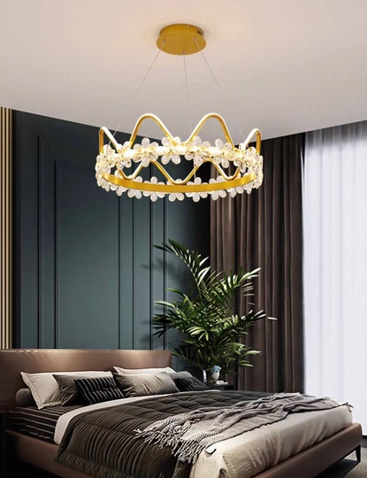 Люстра подвесная, золото, хрусталь, NOAH 40*20, металл, LED