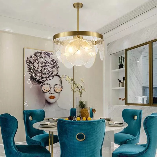 Люстра подвесная, бронза, стекло, RYAN 45*30 металл, E14.