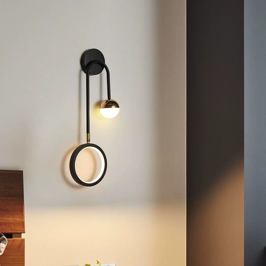 Настенный светильник, Бра, EZEKIEL 22*49, черный, металл, LED.