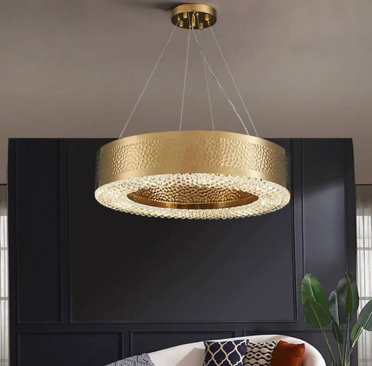 Светильник подвесной золотой Elquinox, металл, трос 65 см, 60*13 см, Е14