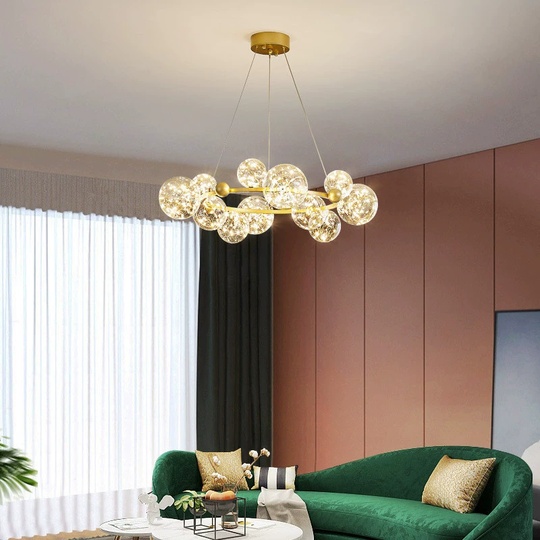 Люстра подвесная, золото, стекло, CHAT GOLD 120*32, металл, LED