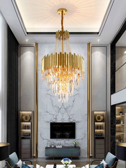 Люстра подвесная, золото, кристалл, BISCUIT 100*180 металл, E14.