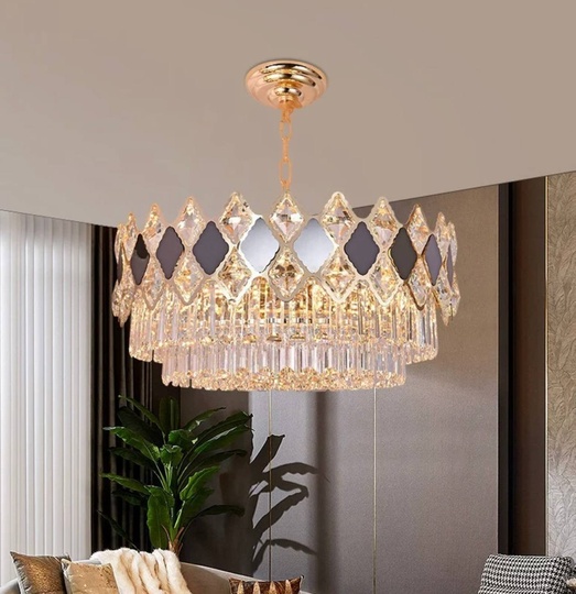 Люстра подвесная AKEL 80*32 золото, стекло, металл, Е14.